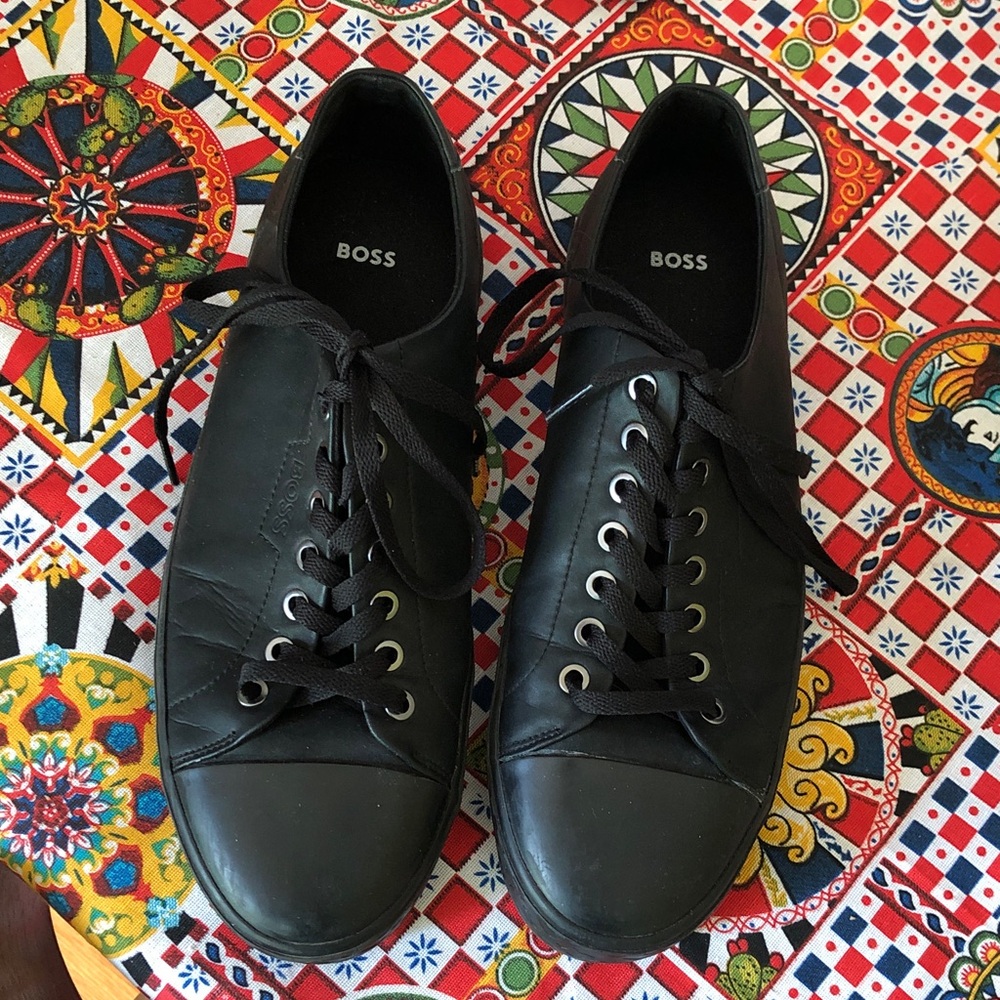 BOSS Men's Black  Lace-Up Sneakers